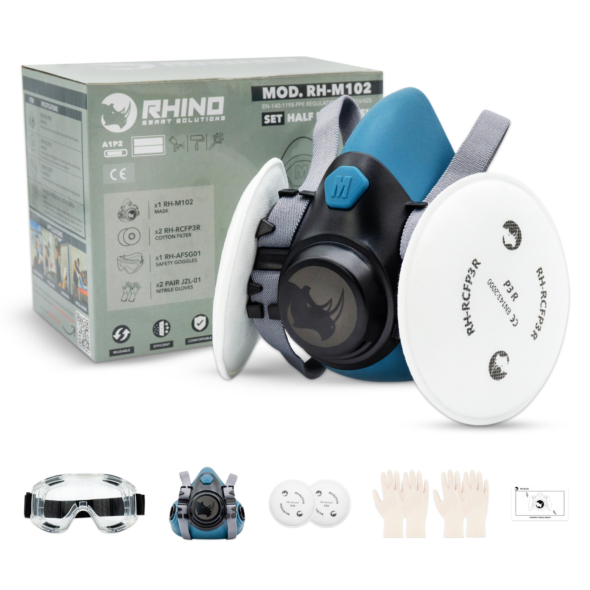 Cartouche Rhino M101 Lot 2 Cartouches Charbon Actif ABEK1 Rhino - Pour Vapeurs Masque à Gaz Cartouche Rhino M101 Lot 2 Cartouches Charbon Actif ABEK1 Rhino - Pour Vapeurs Masque à Gaz