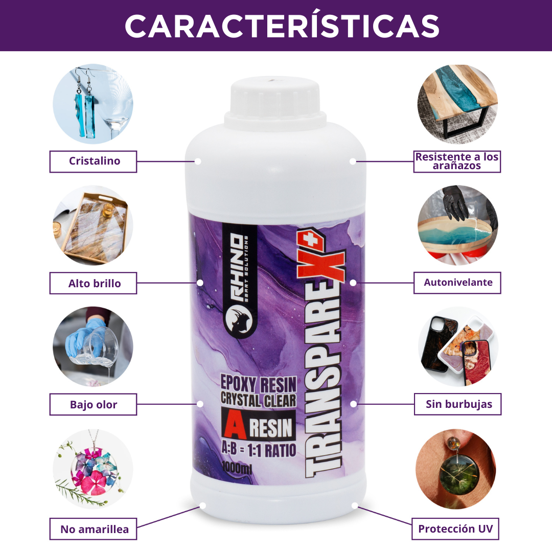 Pack de resina epoxi transparente 1000ml resina + 1000ml endurecedor ( –  Rhino Smart Solutions