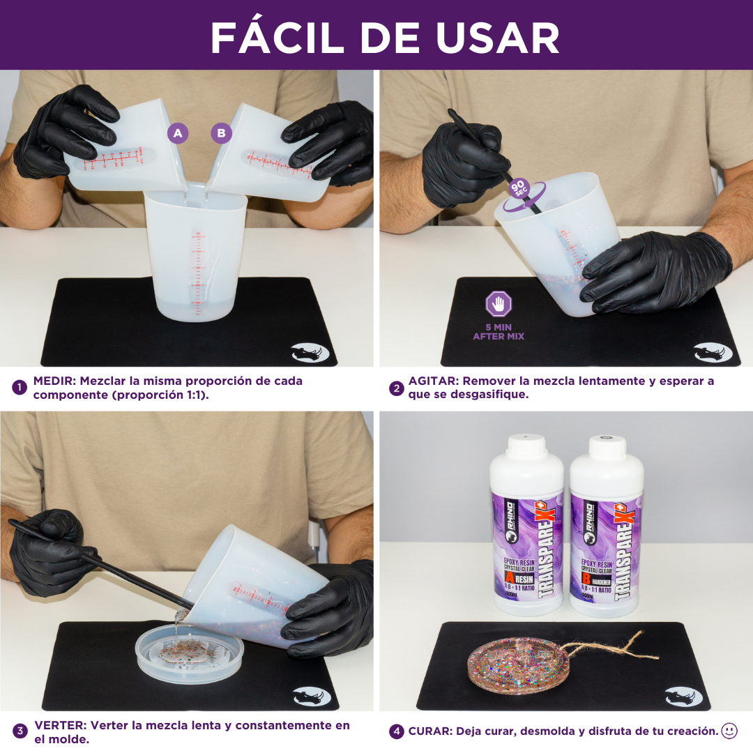 Pack de resina epoxi transparente 1000ml resina + 1000ml endurecedor (Transparex +)