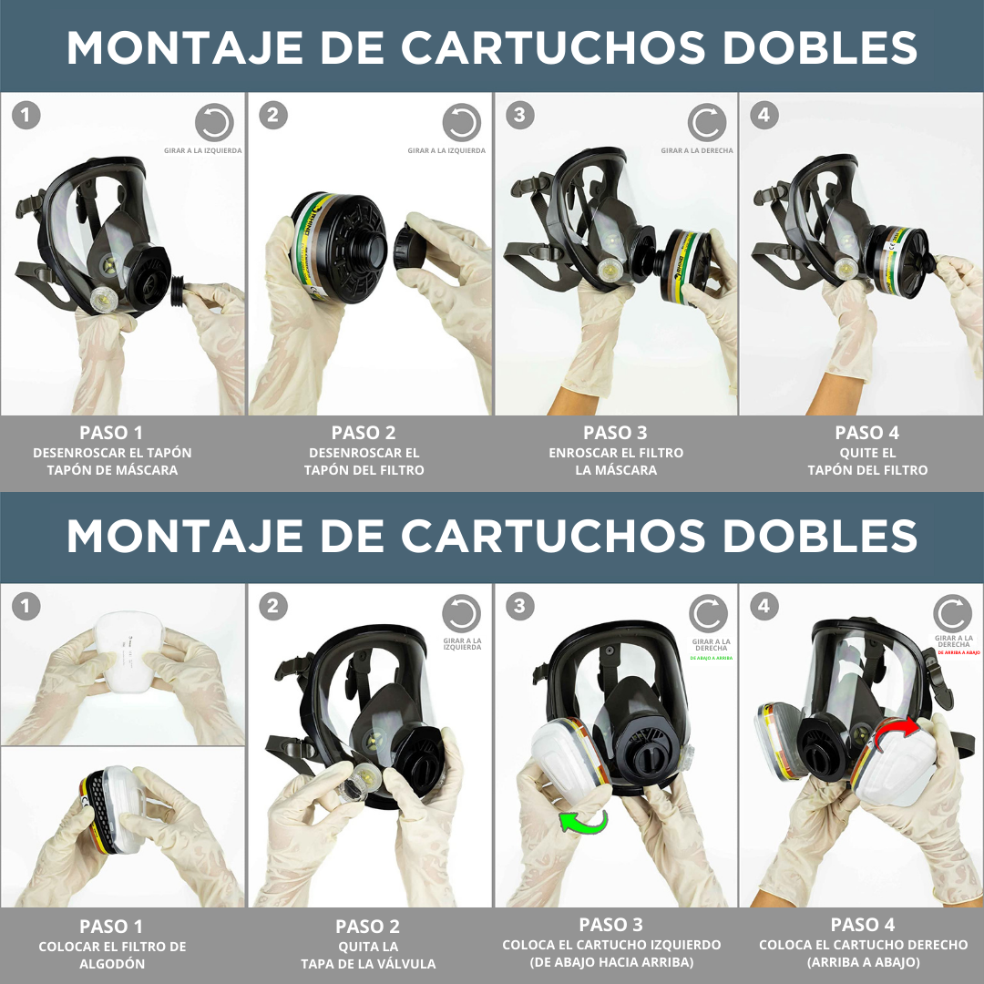 Máscara de Gas Completa Respirador RHINO RH-7011B