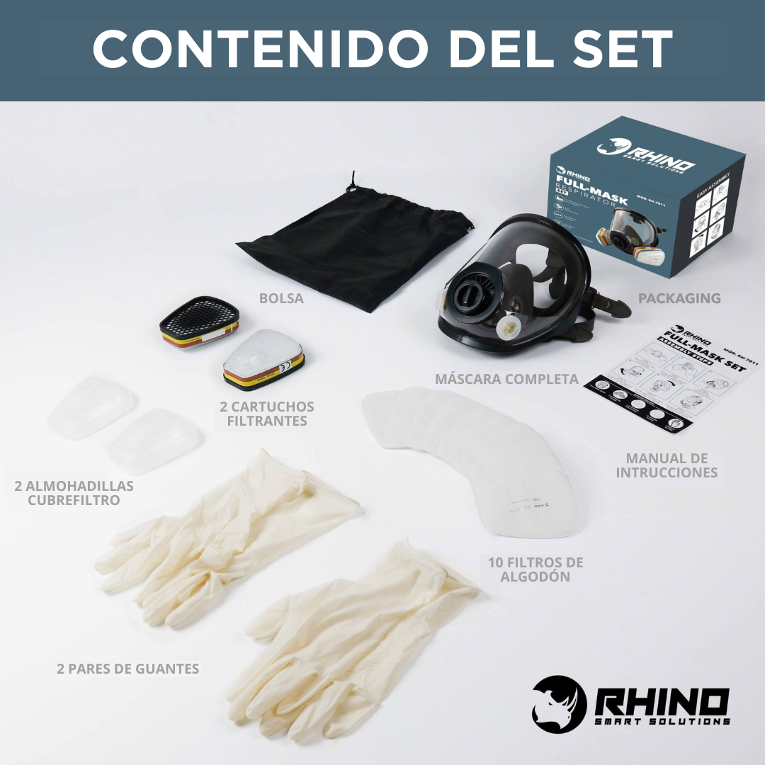 RHINO Smart Solutions Respirador Mascarilla Pintura, Polvo y Gases  Orgánicos A1  Mascara de Proteccion RH-M101 Reutilizable Antipolvo con  Gafas de Proteccion, Guantes y Filtro de Carbon Activo : :  Bricolaje y